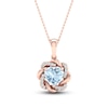 Thumbnail Image 0 of Natural Aquamarine Pendant Necklace 1/20 ct tw Diamonds 10K Rose Gold 18"