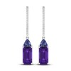 Thumbnail Image 0 of Natural Amethyst, Natural Iolite & Lab-Created White Sapphire Drop Earrings Sterling Silver