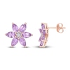 Thumbnail Image 0 of Natural Amethyst Flower Stud Earrings 1/20 ct tw Diamonds 10K Rose Gold