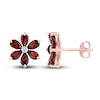 Thumbnail Image 0 of Natural Garnet Flower Stud Earrings Diamond Accents 10K Rose Gold