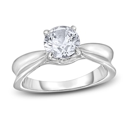 Diamond Solitaire Concave Engagement Ring 1 ct tw Round 14K White Gold (I2/I)