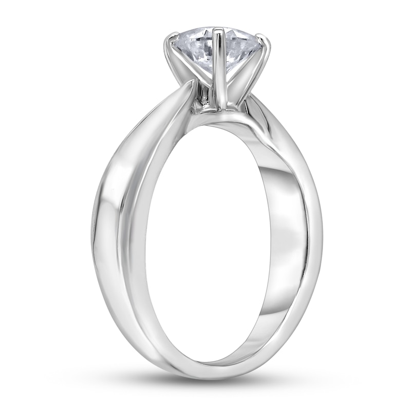 Main Image 2 of Diamond Solitaire Concave Engagement Ring 1 ct tw Round 14K White Gold (I2/I)