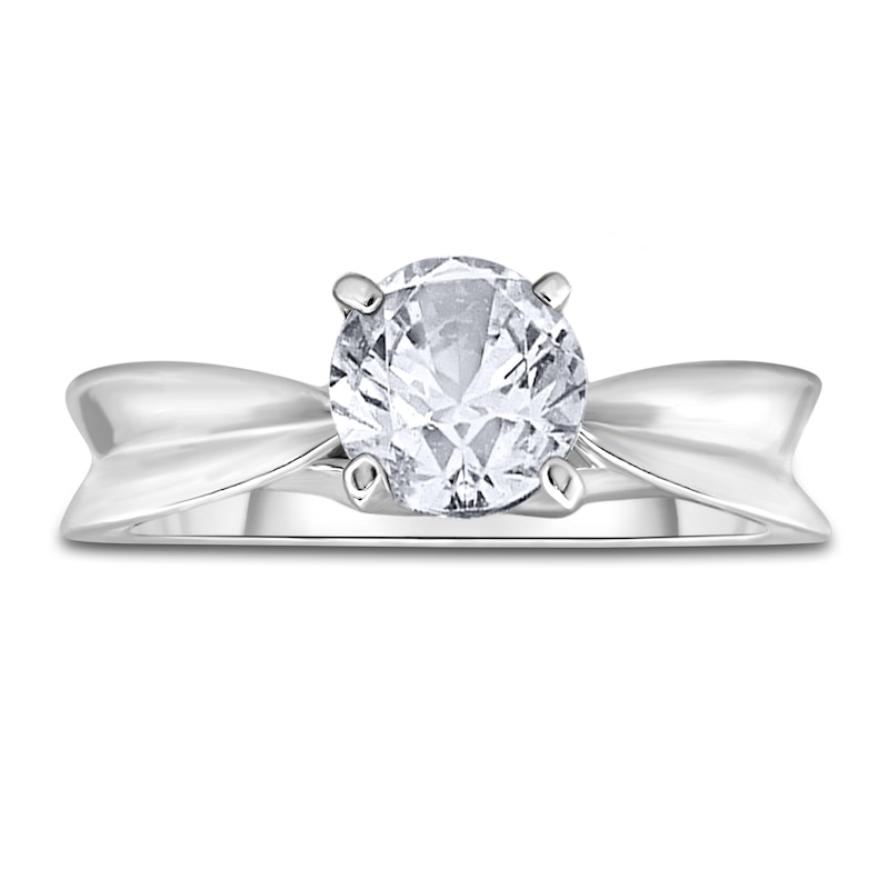 Main Image 3 of Diamond Solitaire Concave Engagement Ring 1 ct tw Round 14K White Gold (I2/I)