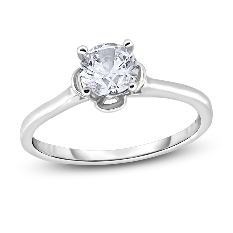 Main Image 1 of Diamond Solitaire Floral Engagement Ring 1 ct tw Round 14K White Gold (I2/I)