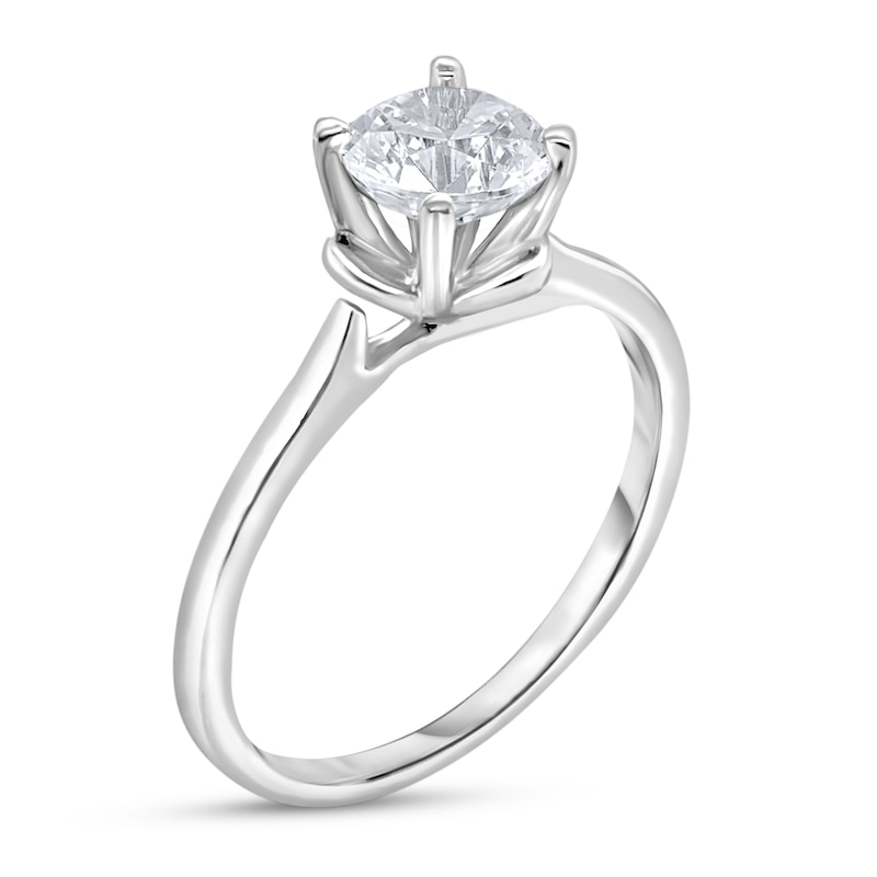 Main Image 2 of Diamond Solitaire Floral Engagement Ring 1 ct tw Round 14K White Gold (I2/I)