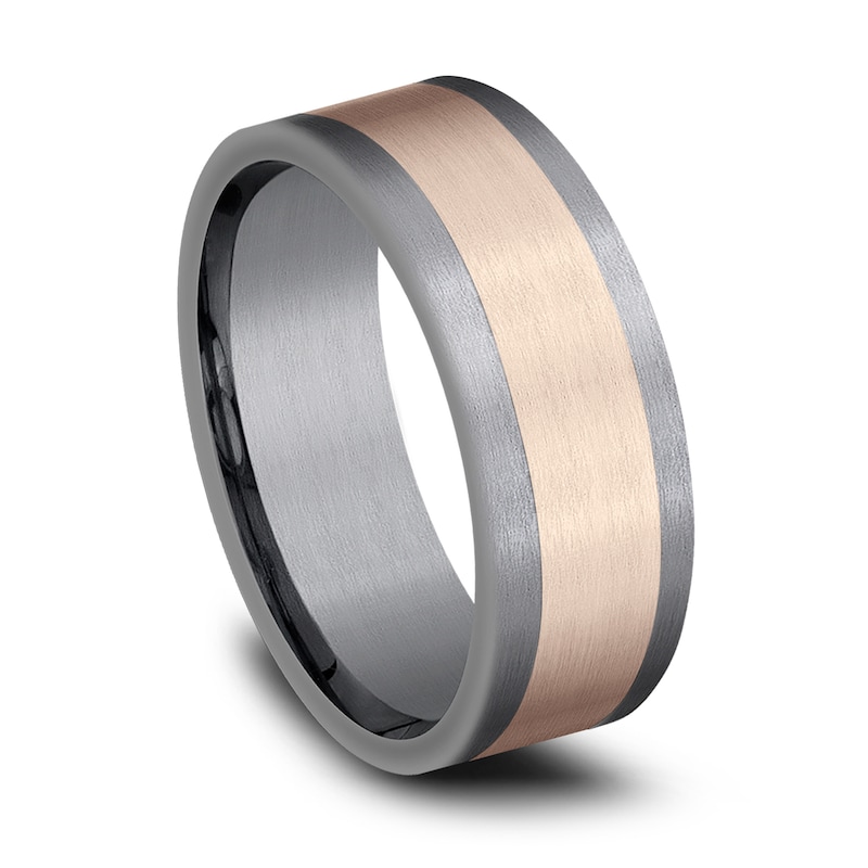 Main Image 2 of Satin Wedding Band 14K Rose Gold/Tantalum 8.0mm
