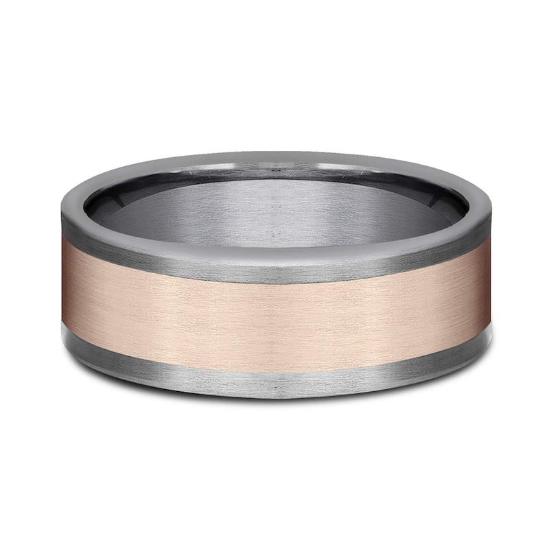 Main Image 3 of Satin Wedding Band 14K Rose Gold/Tantalum 8.0mm