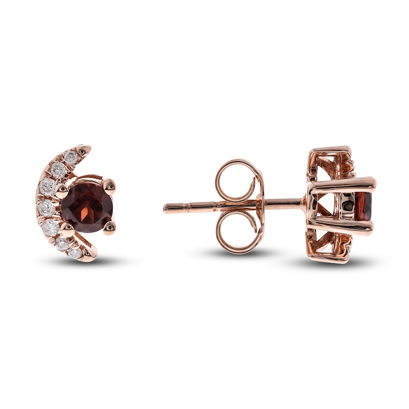 Main Image 1 of Natural Garnet Earrings 1/15 ct tw Diamonds 14K Rose Gold