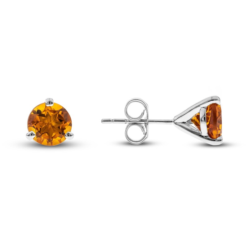 Main Image 1 of Natural Citrine Martini Stud Earrings 14K White Gold