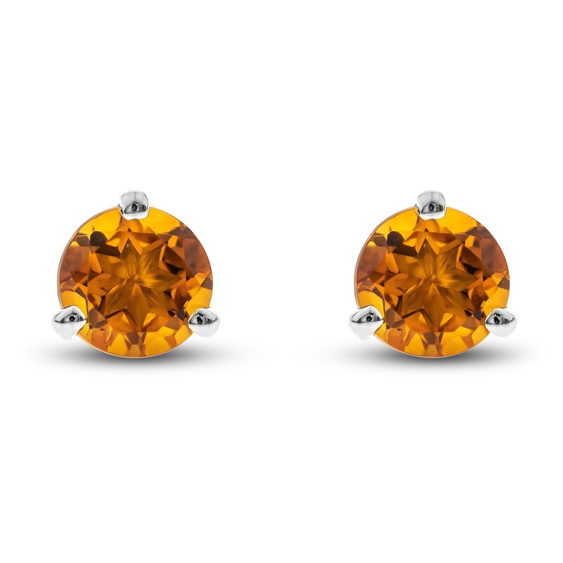 Main Image 2 of Natural Citrine Martini Stud Earrings 14K White Gold