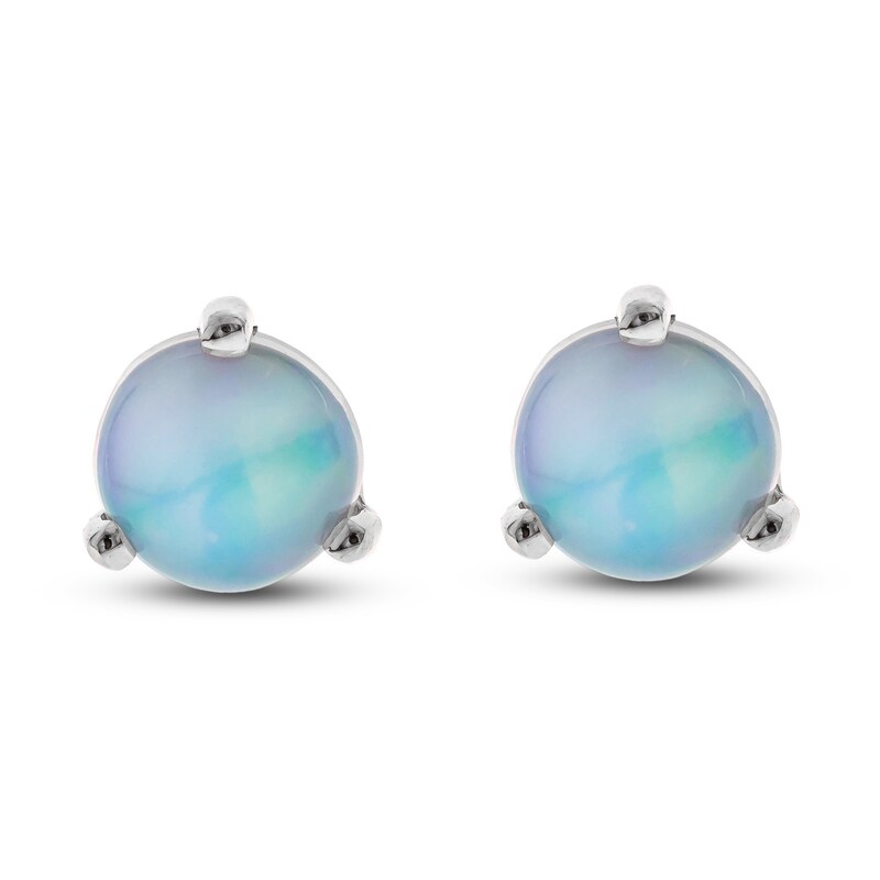 Main Image 1 of Natural Opal Martini Stud Earrings 14K White Gold