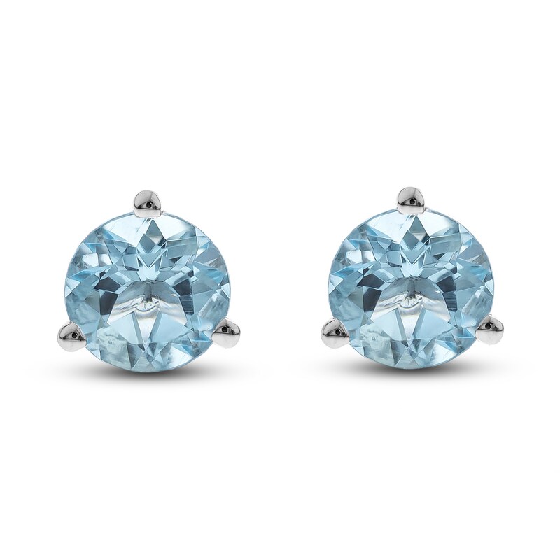 Main Image 1 of Natural Aquamarine Martini Stud Earrings 14K White Gold