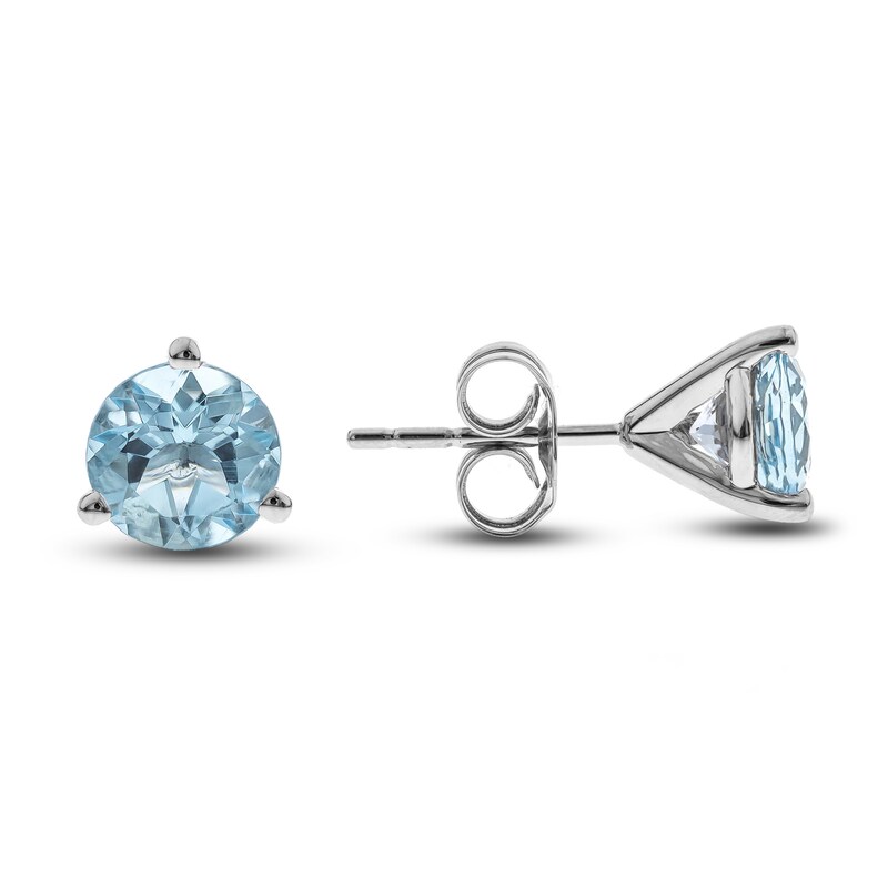 Main Image 2 of Natural Aquamarine Martini Stud Earrings 14K White Gold