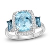 Thumbnail Image 0 of Natural Sky Blue Topaz Ring 1/4 ct tw Diamonds 10K White Gold