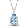 Thumbnail Image 0 of Natural Sky Blue Topaz Necklace 1/5 ct tw Diamonds 10K White Gold 18"