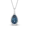 Thumbnail Image 1 of Natural London Blue Topaz Necklace 1/5 ct tw Diamonds 10K White Gold 18"