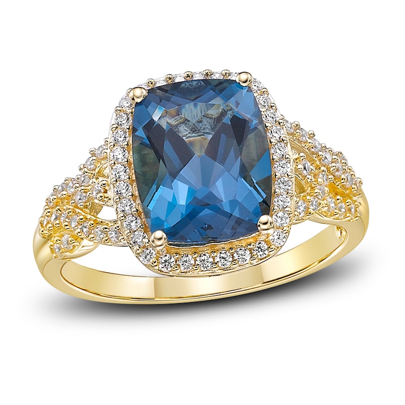 udvikle cykel peave Natural London Blue Topaz Ring 1/3 ct tw Diamonds 10K Yellow Gold | Jared