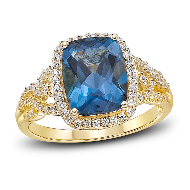 Blue Topaz and Diamond Ring