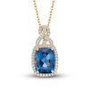 Thumbnail Image 0 of Natural London Blue Topaz Necklace 1/4 ct tw Diamonds 10K Yellow Gold 18"