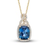 Thumbnail Image 1 of Natural London Blue Topaz Necklace 1/4 ct tw Diamonds 10K Yellow Gold 18"