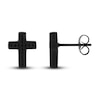 Thumbnail Image 1 of Men's Black Diamond Cross Stud Earrings 1/10 ct tw Round Ion-Plated Stainless Steel