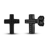 Thumbnail Image 1 of Men's Black Diamond Cross Stud Earrings 1/10 ct tw Round Ion-Plated Stainless Steel