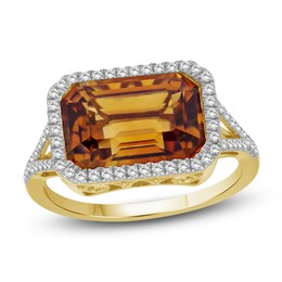 Natural Madeira Citrine Ring 1/5 ct tw Diamonds 10K Yellow Gold