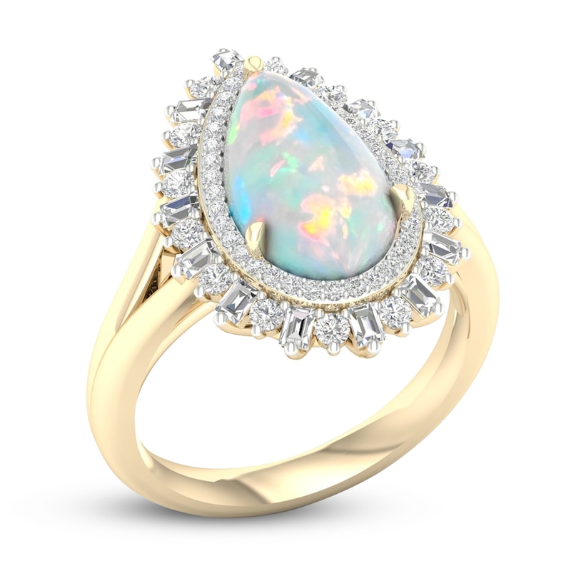 Natural Opal Ring 1/2 ct tw Diamonds 10K Yellow Gold | Jared