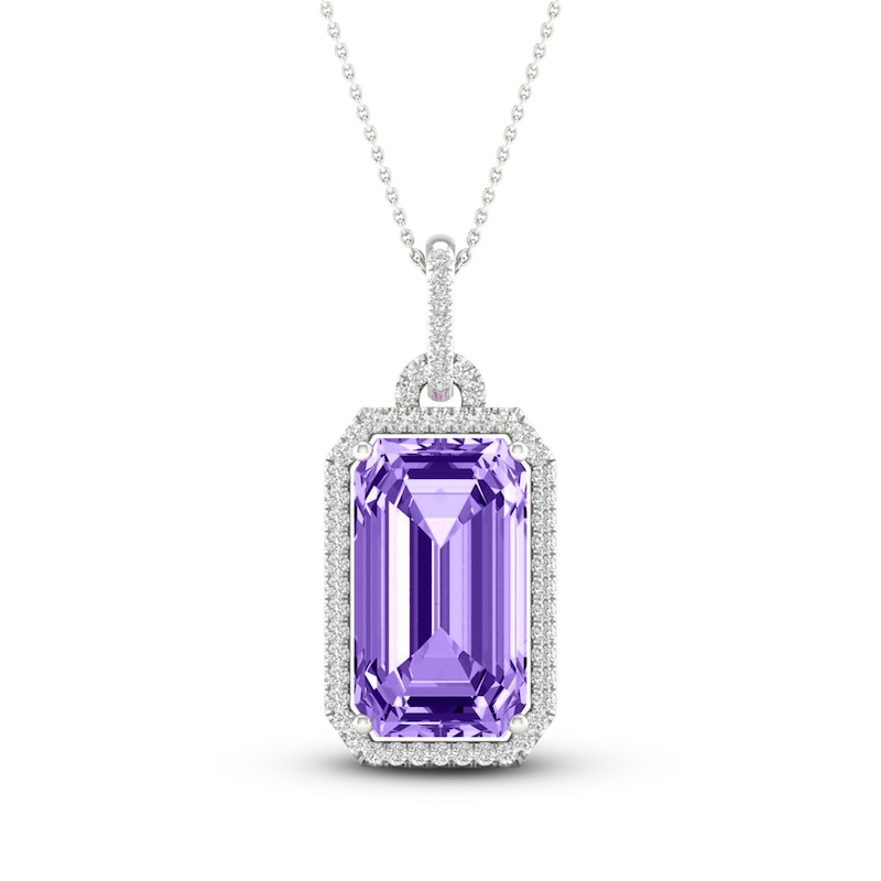 Natural Amethyst Necklace 1/6 ct tw Diamonds 10K White Gold | Jared