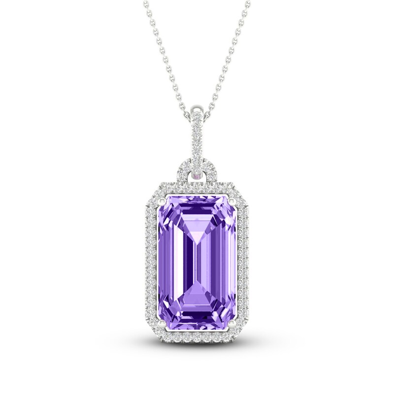 Natural Amethyst Necklace 1/6 ct tw Diamonds 10K White Gold | Jared