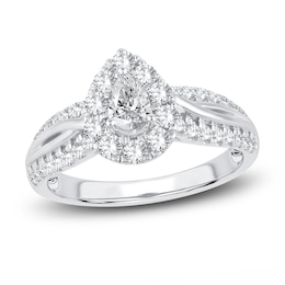 Diamond Engagement Ring 1 ct tw Pear/Round 14K White Gold