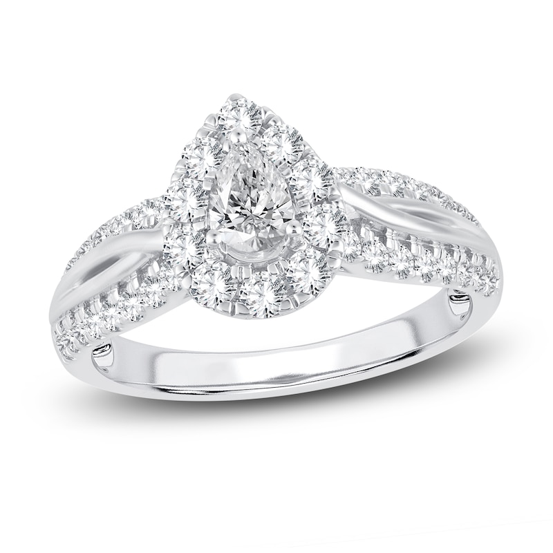 Main Image 1 of Diamond Engagement Ring 1 ct tw Pear/Round 14K White Gold