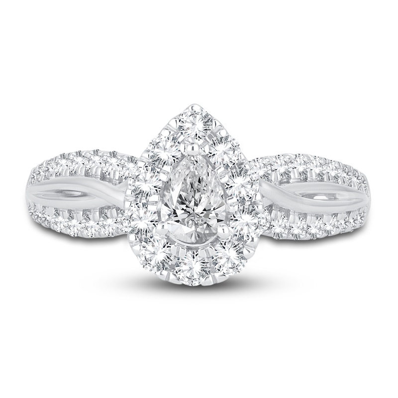 Main Image 3 of Diamond Engagement Ring 1 ct tw Pear/Round 14K White Gold