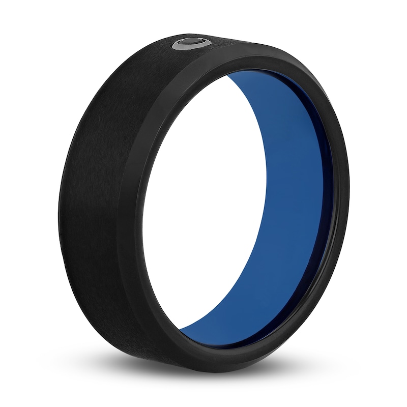 Main Image 2 of Diamond Wedding Band 1/20 ct tw Round Blue/Black Tungsten