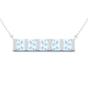 Thumbnail Image 1 of Natural Aquamarine Bar Necklace 1/4 ct tw Diamonds 10K White Gold 18"