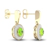 Thumbnail Image 3 of Natural Peridot Drop Earrings 1/3 ct tw Diamonds 10K Yellow Gold