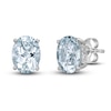 Thumbnail Image 1 of Natural Aquamarine Stud Earrings 1/8 ct tw Diamonds 10K White Gold