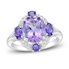 Thumbnail Image 0 of Natural Light Amethyst Ring 1/15 ct tw Diamonds 10K White Gold