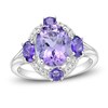 Thumbnail Image 0 of Natural Light Amethyst Ring 1/15 ct tw Diamonds 10K White Gold