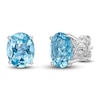 Thumbnail Image 0 of Natural Swiss Blue Topaz Stud Earrings 1/8 ct tw Diamonds 10K White Gold