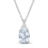 Thumbnail Image 1 of Natural Aquamarine Pendant Necklace 1/8 ct tw Diamonds 10K White Gold 18"