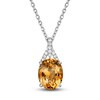 Thumbnail Image 1 of Natural Citrine Pendant Necklace 1/8 ct tw Diamonds 10K White Gold 18"