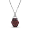 Thumbnail Image 1 of Natural Garnet Pendant Necklace 1/8 ct tw Diamonds 10K White Gold 18"