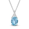 Thumbnail Image 1 of Natural Swiss Blue Topaz Pendant Necklace 1/8 ct tw Diamonds 10K White Gold 18"