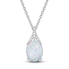 Thumbnail Image 1 of Lab-Created Opal Pendant Necklace 1/8 ct tw Diamonds 10K White Gold 18"
