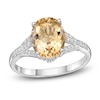 Thumbnail Image 1 of Natural Citrine Oval Ring 1/6 ct tw Diamonds 10K White Gold