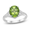 Thumbnail Image 1 of Natural Peridot Oval Ring 1/6 ct tw Diamonds 10K White Gold