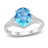 Thumbnail Image 1 of Natural Swiss Blue Topaz Oval Ring 1/6 ct tw Diamonds 10K White Gold