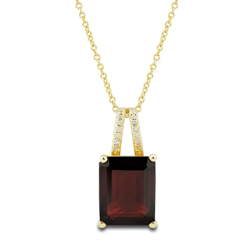 Main Image 2 of Natural Garnet Ring, Earring & Necklace Set 1/5 ct tw Diamonds 10K Yellow Gold