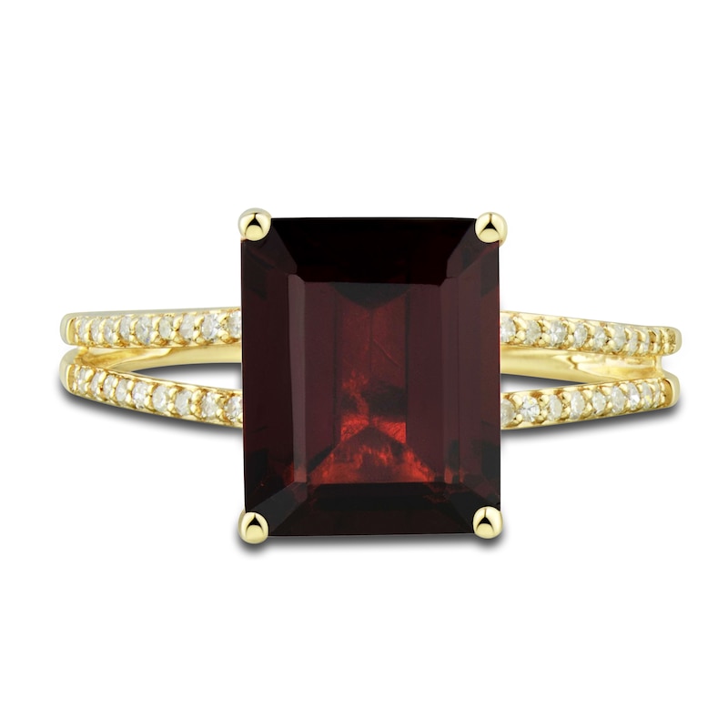 Main Image 5 of Natural Garnet Ring, Earring & Necklace Set 1/5 ct tw Diamonds 10K Yellow Gold